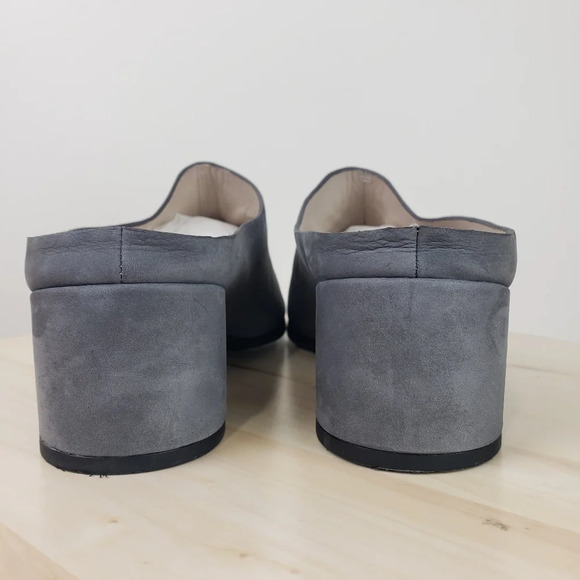 Ecco Women’s Size 10 Round Chunky Heel Slide Sandal Gray Leather Suede Open Toe - Picture 5 of 14